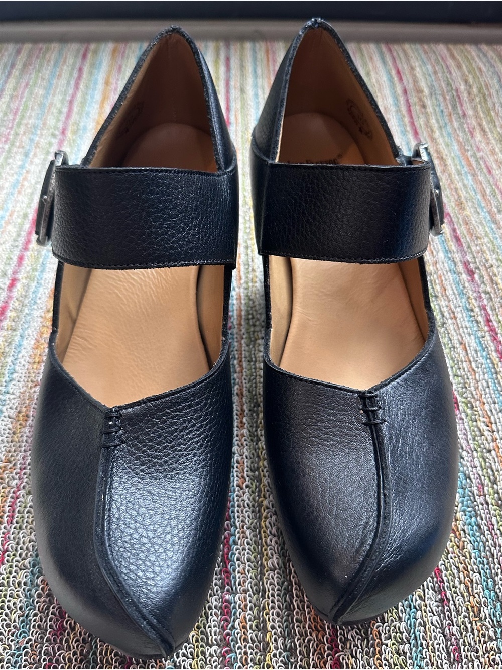 Fluevog NEW IN BOX Prepare Leader black pebbled leather platform MJ heel -10 - Picture 4 of 16